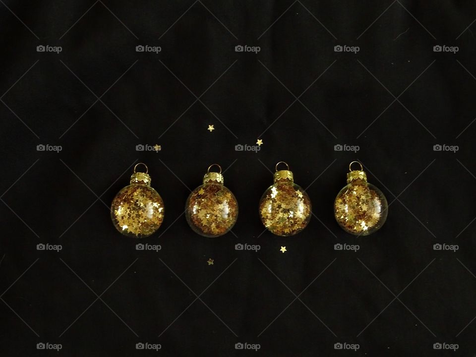 Christmas balls with golden stars