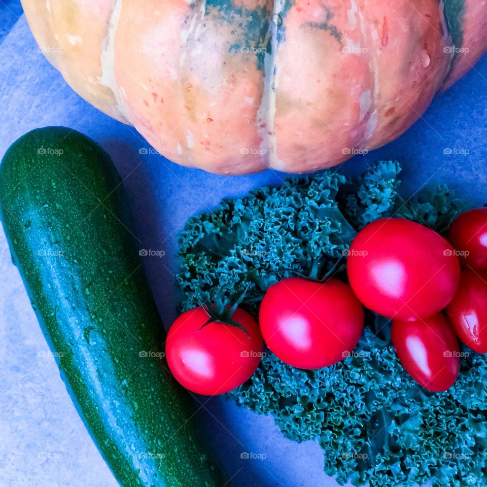 Tomatoes Red Zucchini Green Cabbage Pumpkin 