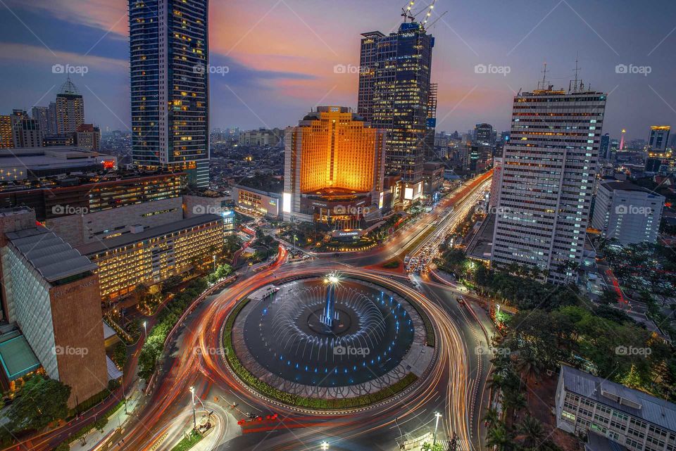 The Hotel Indonesia Roundabout, or  Indonesian called as Bundaran HI. it's located nearby Hotel Indonesia & a fovorit Spot to visit.