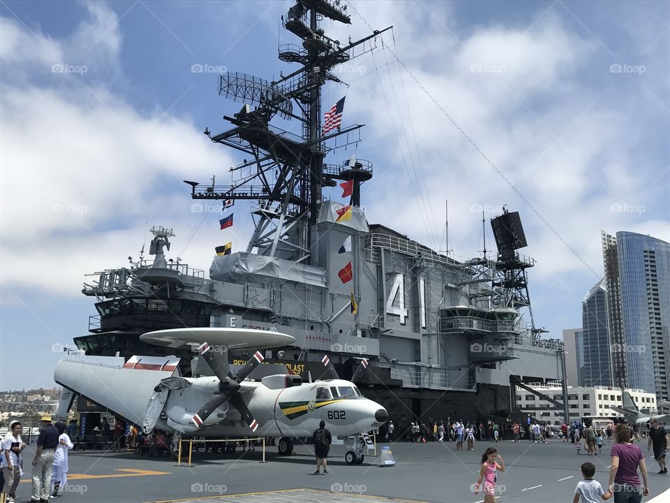 Another view from the above floor of the legendary USS Midway, parked along the docks of San Diego, CA.