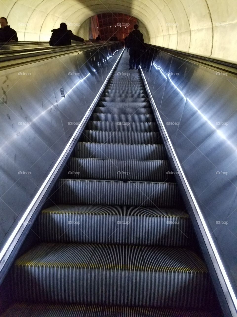 Escalator from the metro that climbs to DC street level