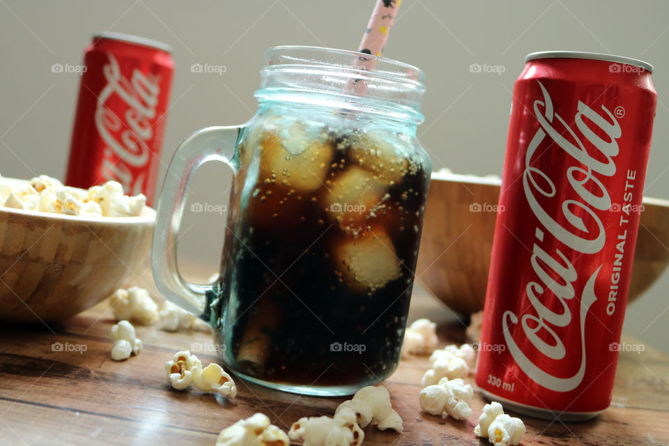 Coca-Cola with Popcorn snack