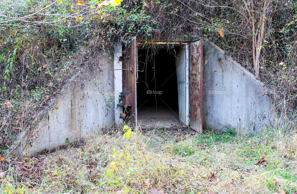 Entrance to hidden WWll  concrete TNT storage igloo 