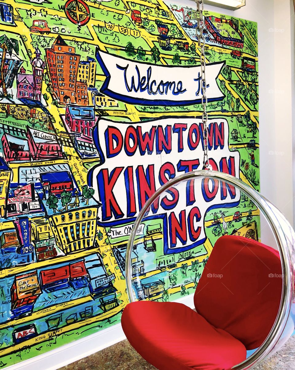 Welcome to Kingston North Carolina with a funky 70’s style chair.