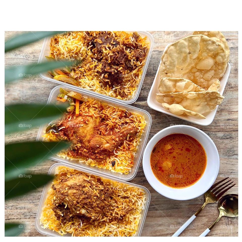 Spicy and delicious chicken mutton dum briyani