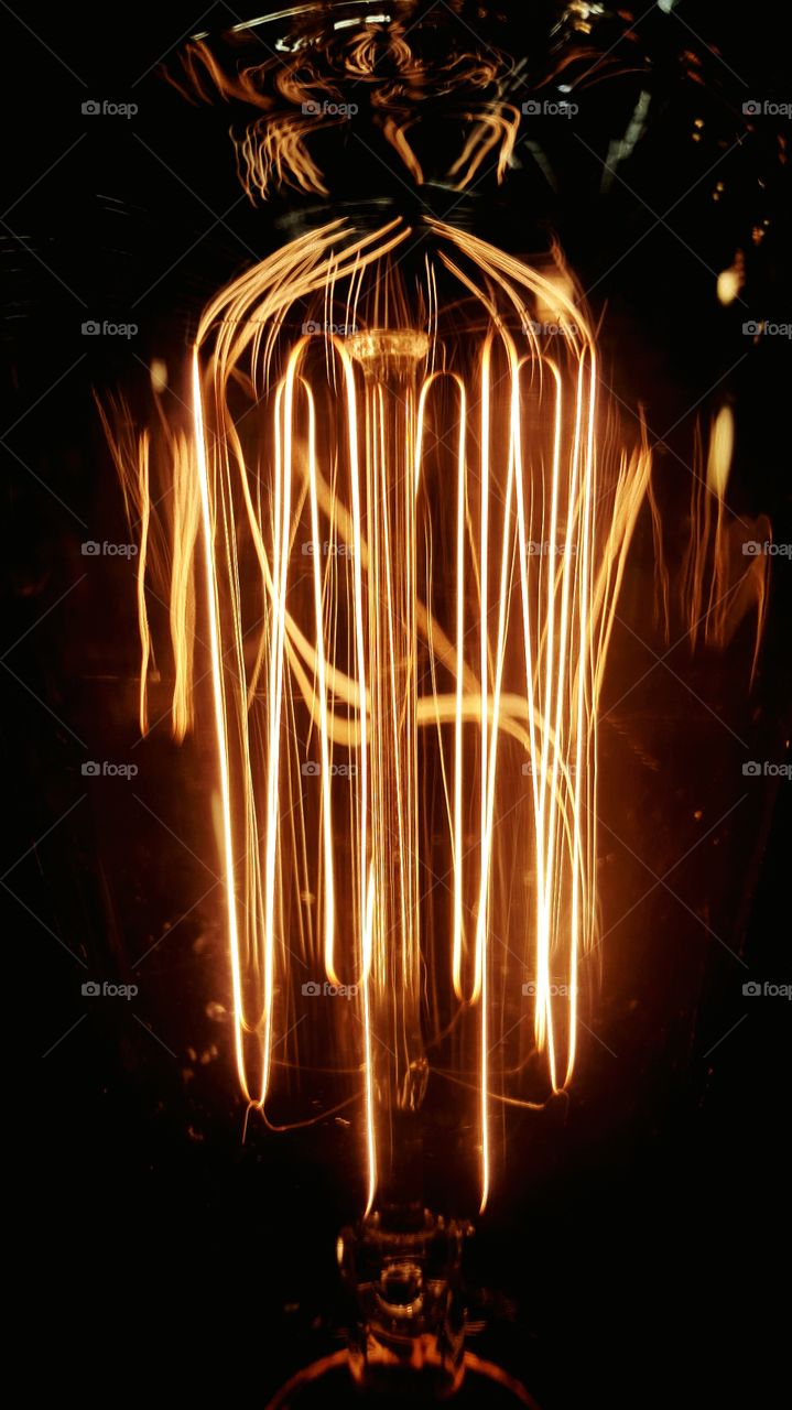 Close up detail of an Edison Bulb Filament