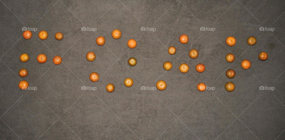 Foap letters made with mandarins