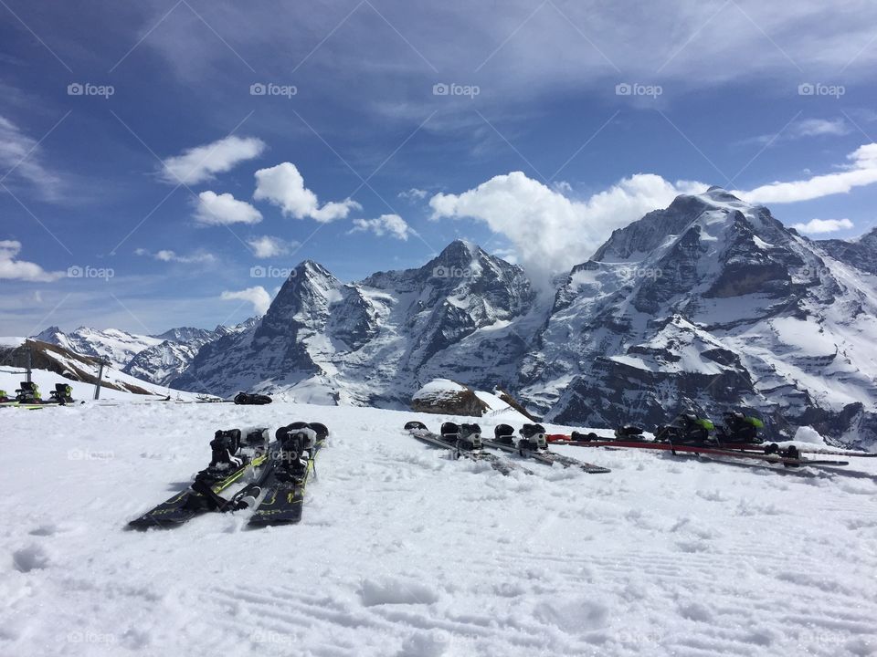 One of the most incredible views of the Swiss alps from the Schilthorn slopes! A perfect image of a perfect alpine day,  which should be beautiful enough to force you to witness Switzerland yourself! 