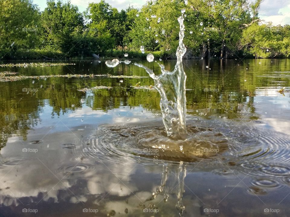 Water splashing in lake