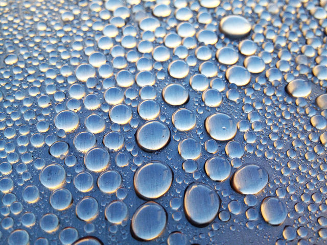 droplets blue water metal by petern