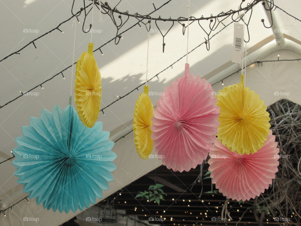 Tissue paper hanging decorations