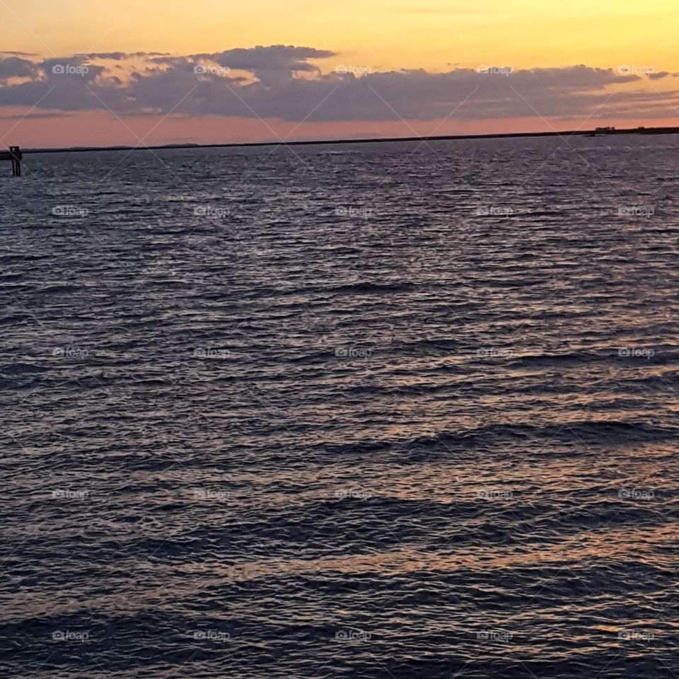Sun setting on the Delaware Bay
