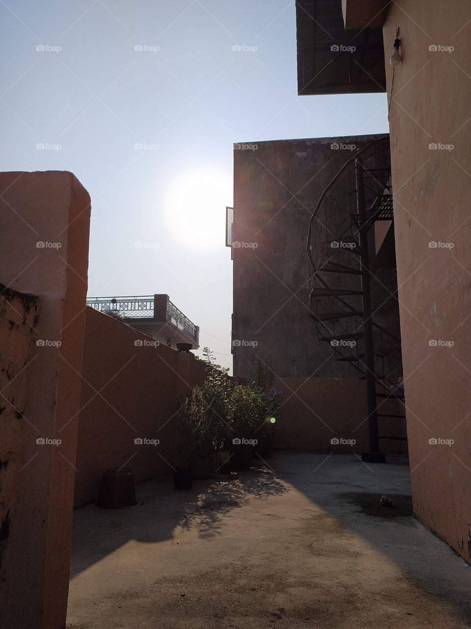 Entire area wraps in beautiful brown shade as the sun is rising up in the sky