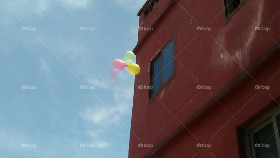 Beautiful ballons embraced blue sky at essaouira city in Morocco.