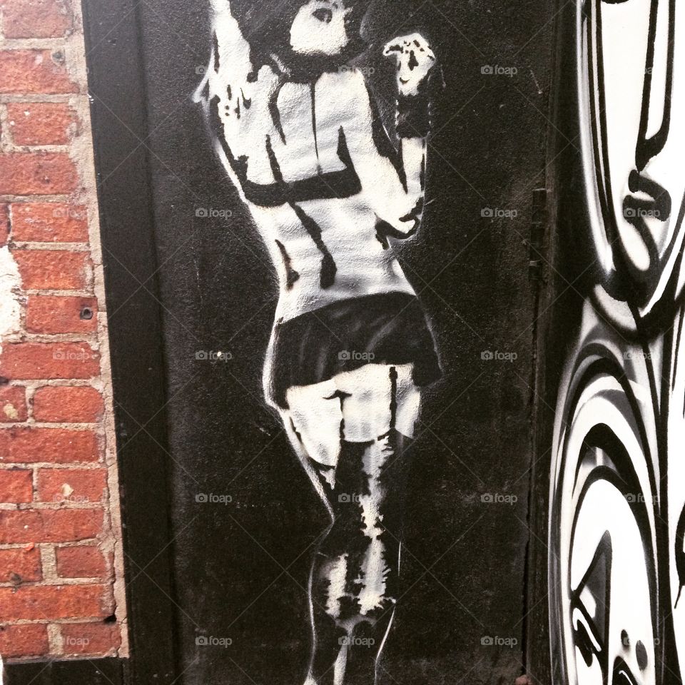 Girl black and white graffiti