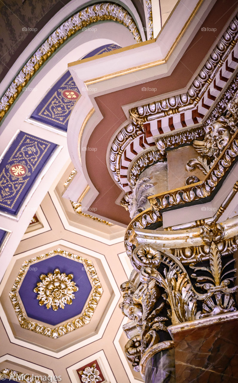 Close-up of ornate colorful architecture
