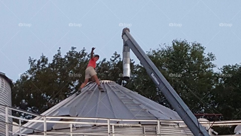Working on grain silo