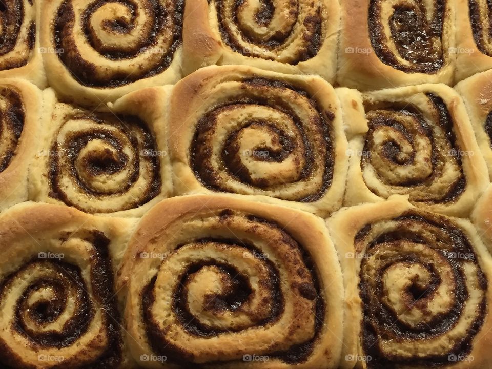 Full frame shot of cinnamon rolls