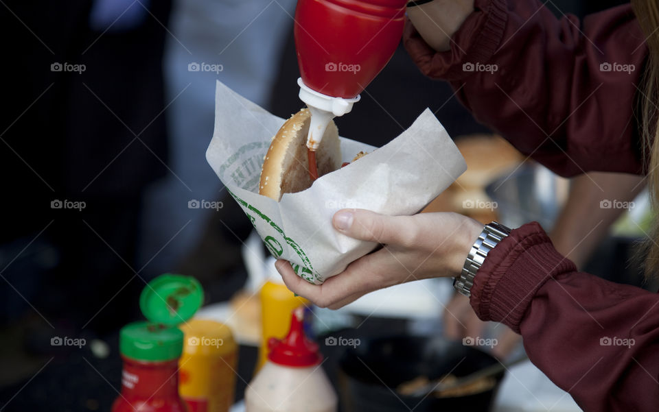 Streetfood, ketchup, bottle, burger, dressing