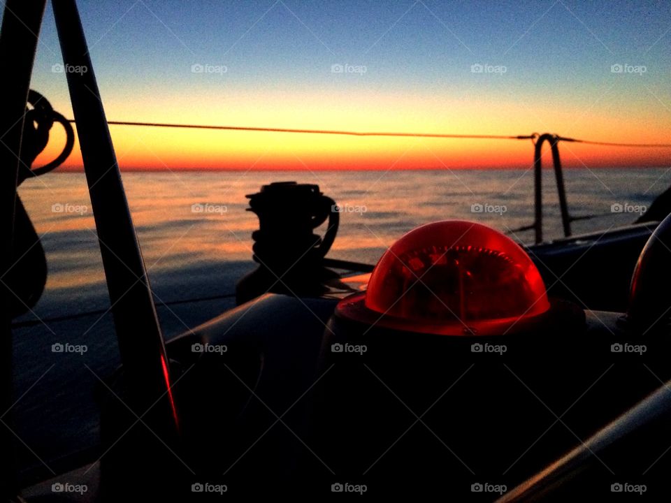 Atlantic sunrise. Photo taken on a Benneteau 39 at sunrise on a calm Atlantic. 