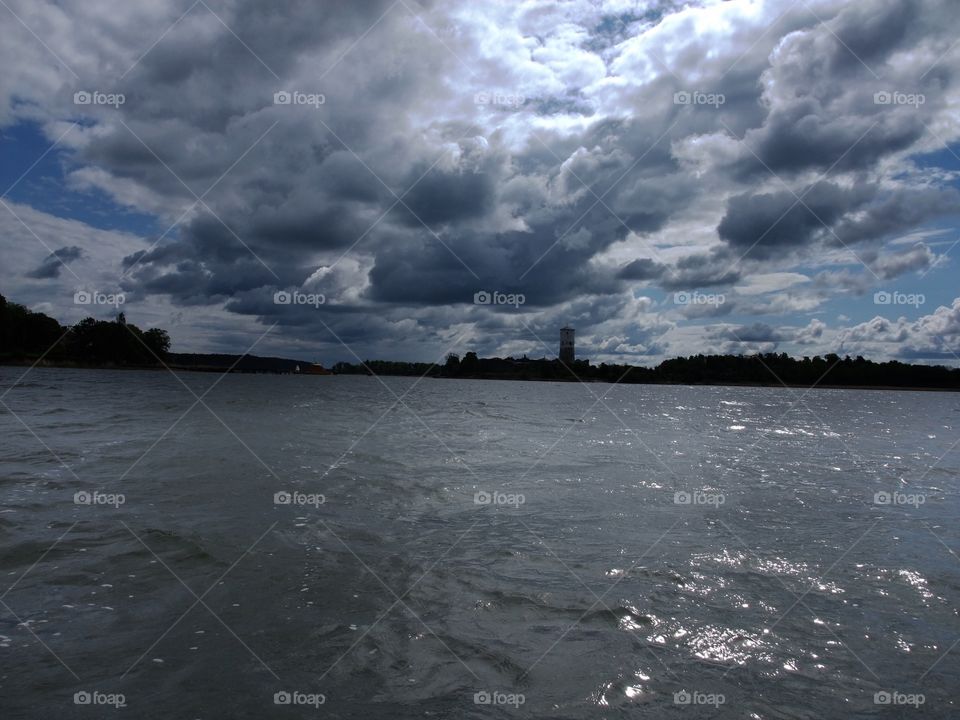 Storm clouds over sea