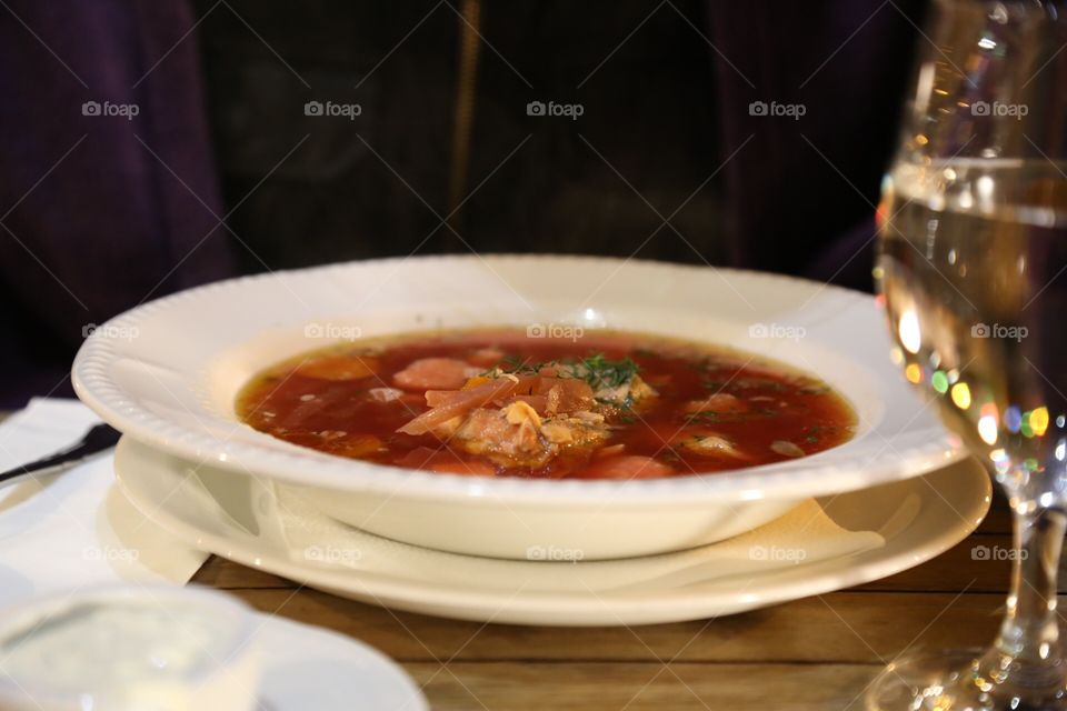 Soup with salmon