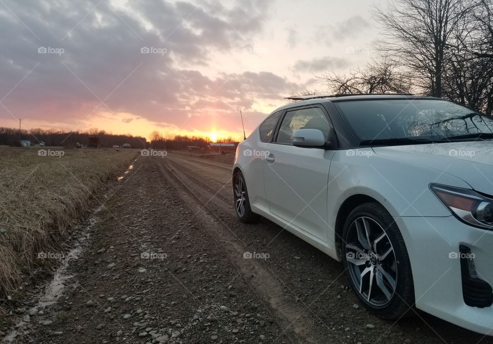my Scion TC and the sunset in the background. a beautiful view if I just say so myself.