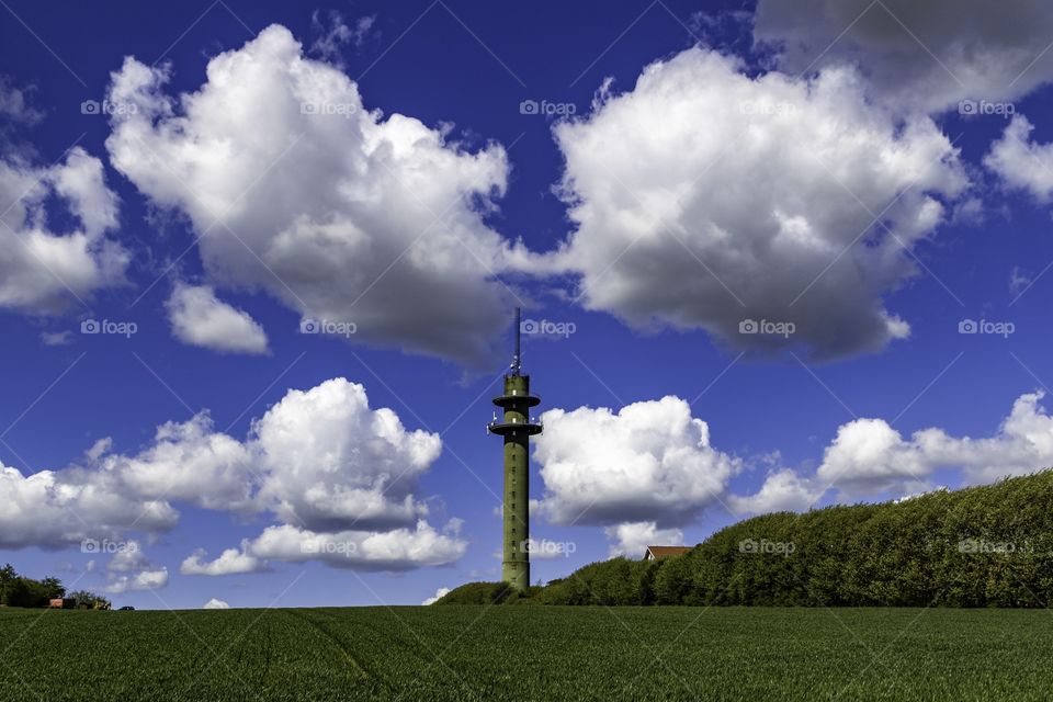 Sendemast Tower Blue Sky Clouds