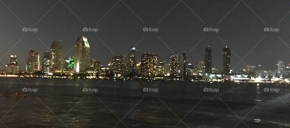 San Diego Skyline at night (from Coronado Island)