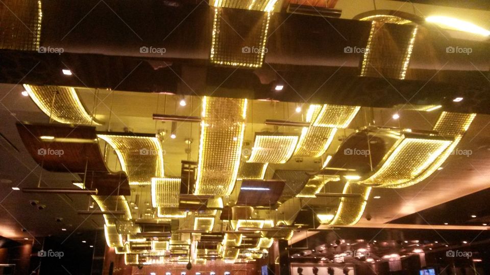 gold lit up ceiling