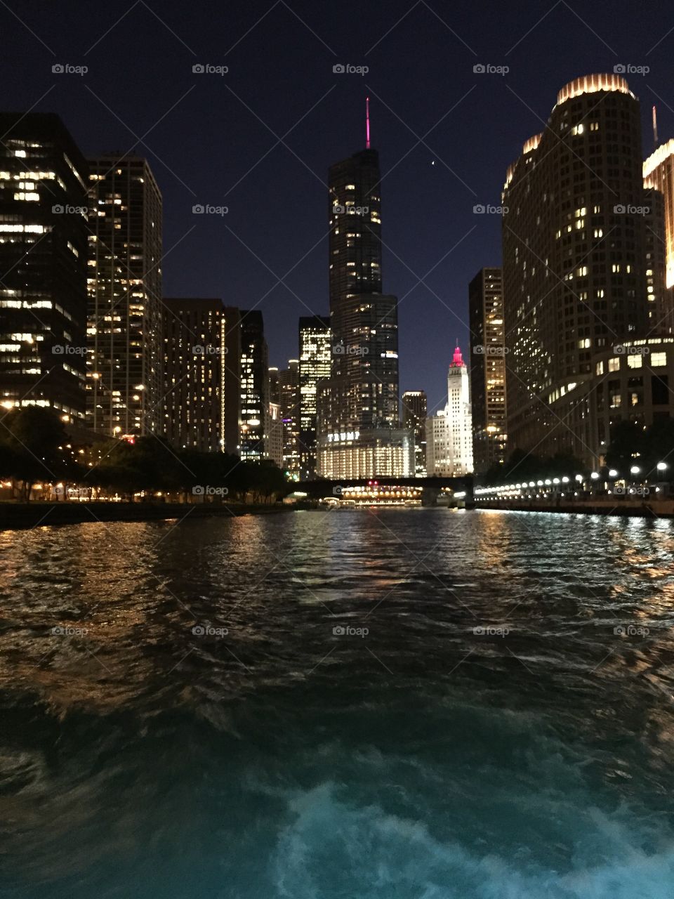 Summer  night on Chicago River 