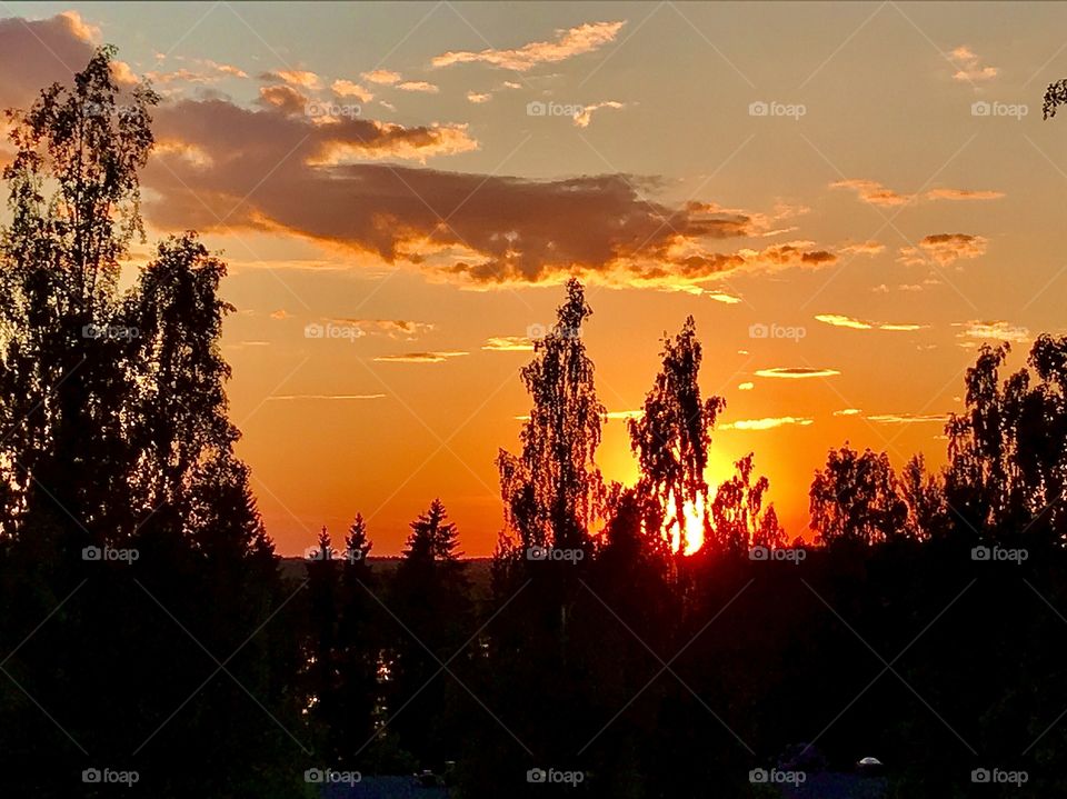 Beautiful sunset over Näsijärvi lake, Finland