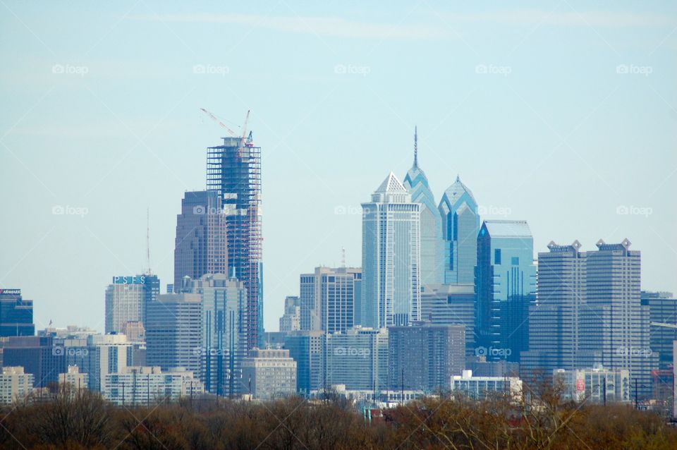 Philadelphia skyline . Philly as seen from Fairmount Park