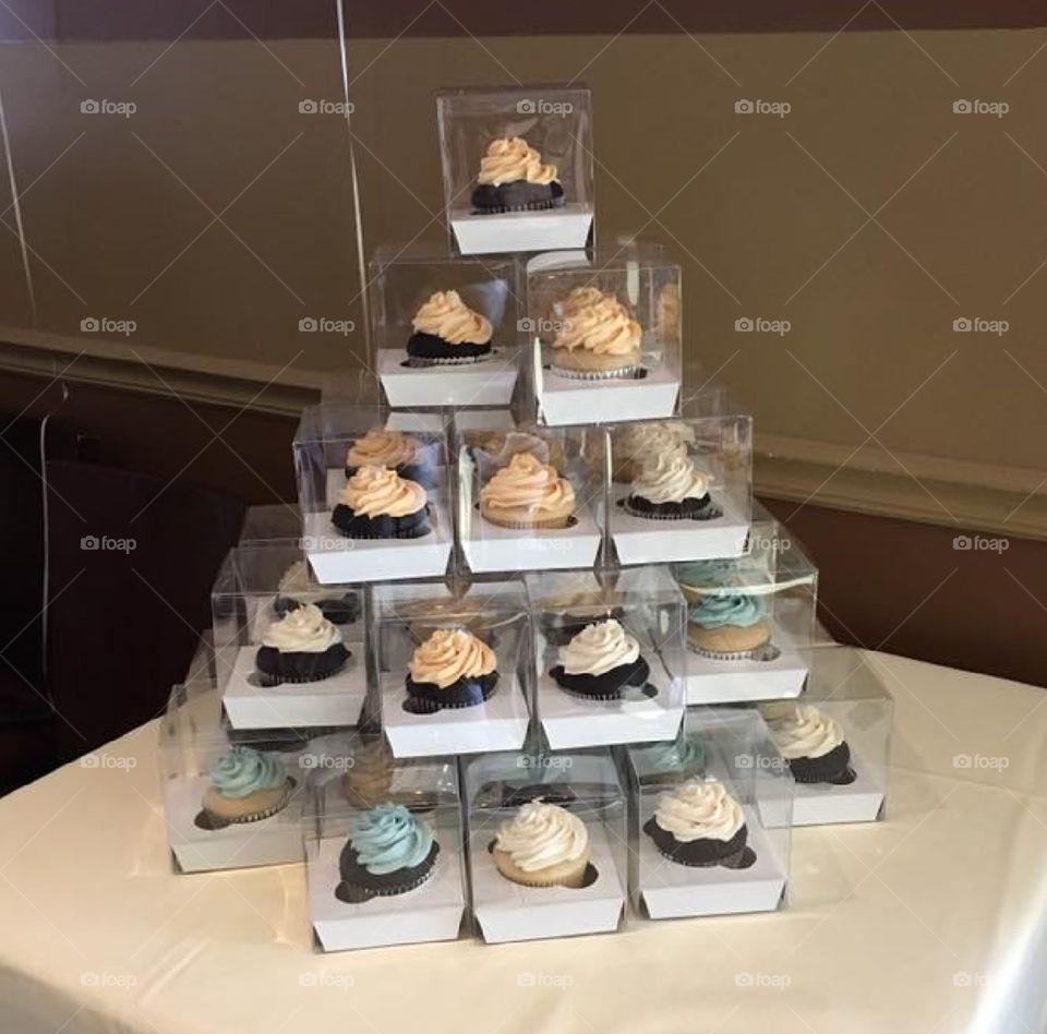 Cupcake tower for a bridal shower.