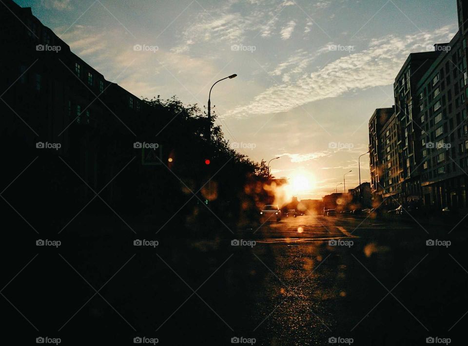 Light, Street, City, Sunset, Evening