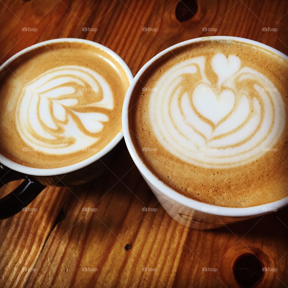 Latte with heart shaped foam