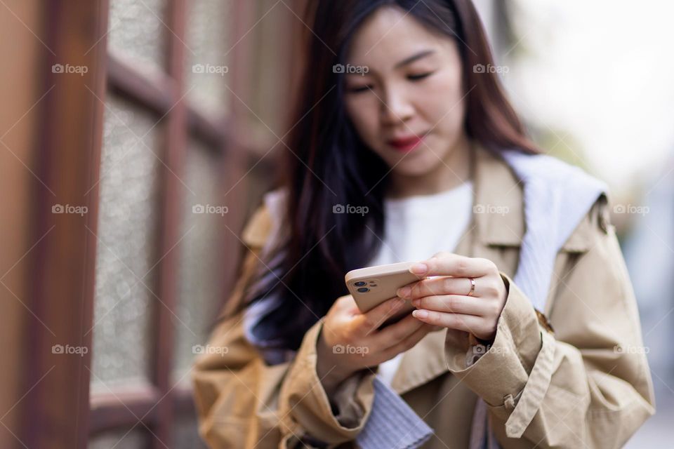 Woman using mobile phone