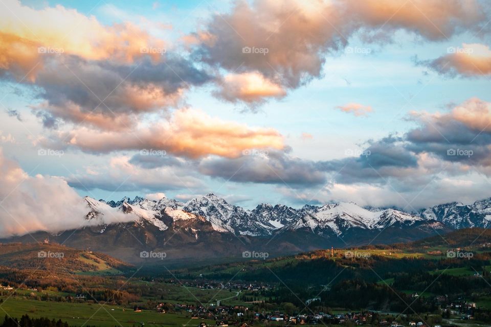 Sunset over the Tatra Mountains.