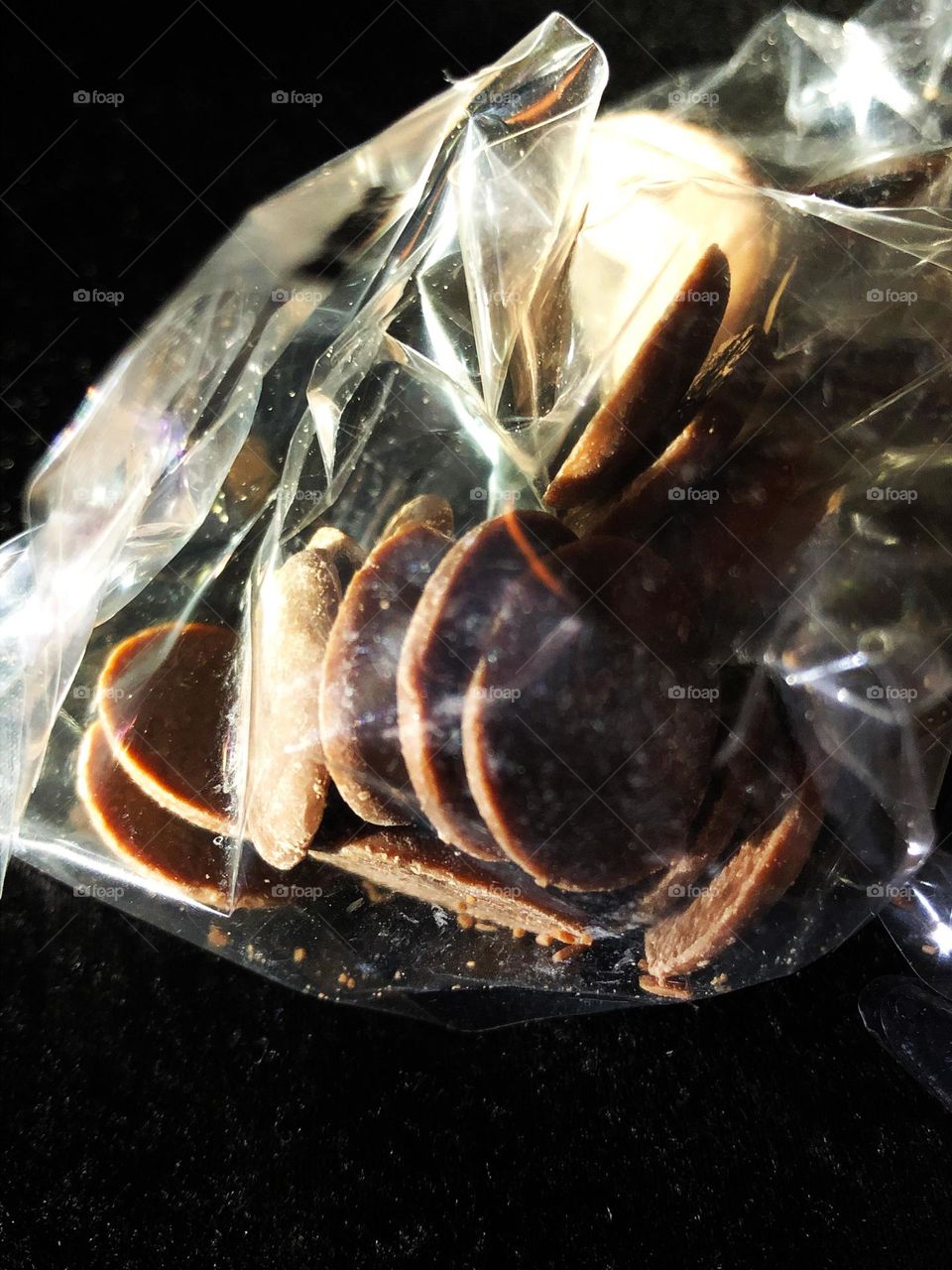 Chocolate buttons in bag