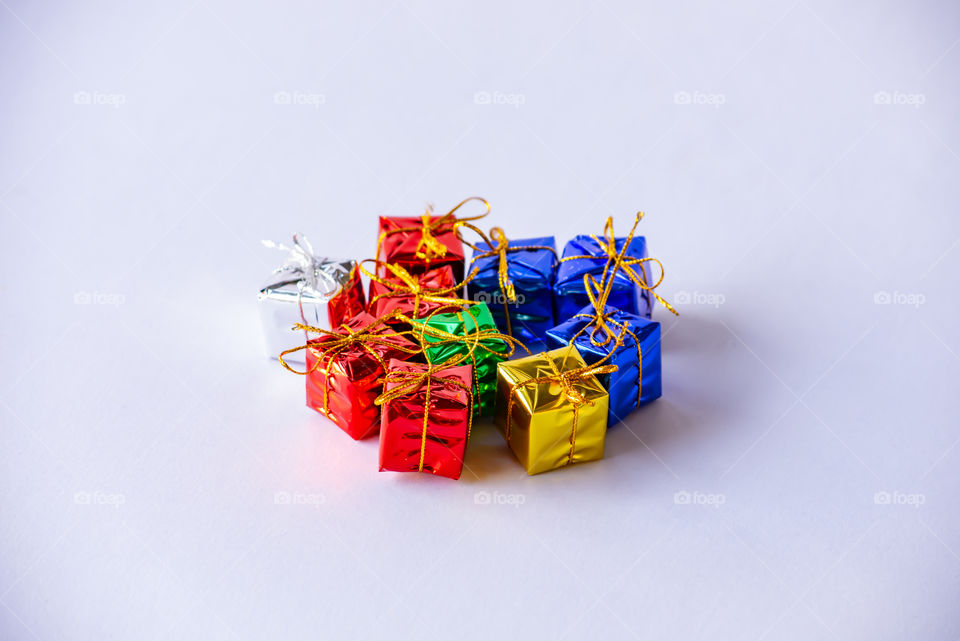 Colorful gift boxes For Festivals on the White Blackground