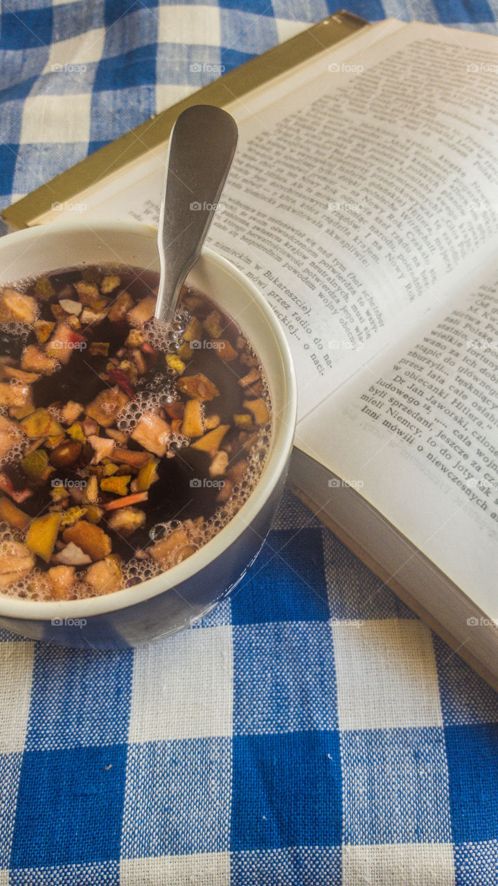Hot fruit tea and a book. The best relaxation.