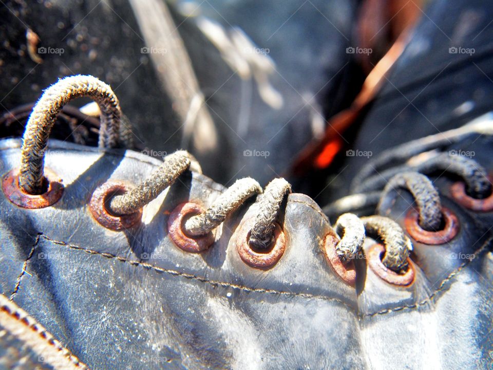 Macro view of  old shoelaces