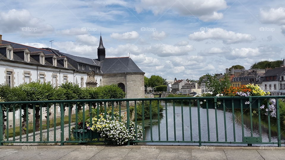 From the bridge over the river. Pontivy, Brittany, France