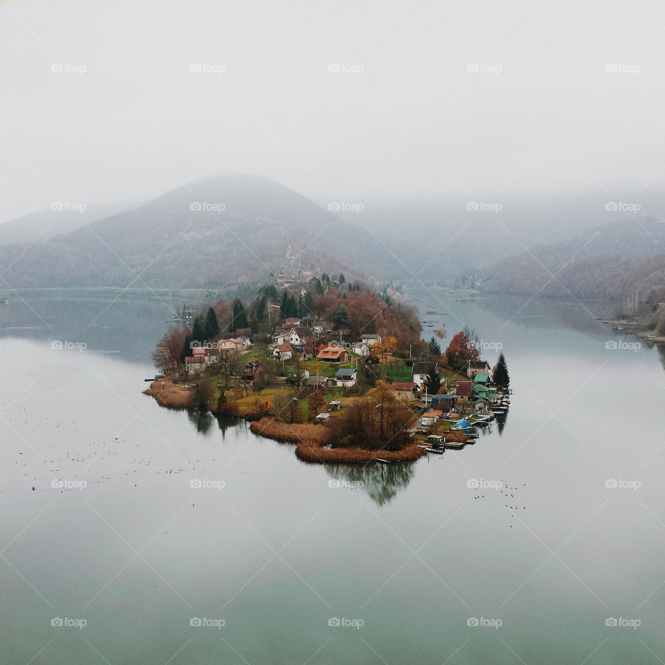 Small vilage on the lake