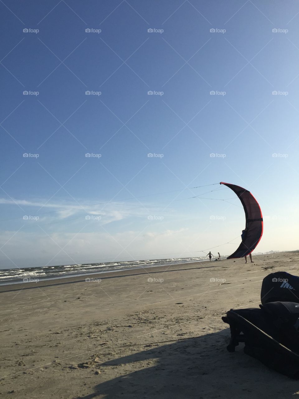 Wrapping up a kiteboarding session 