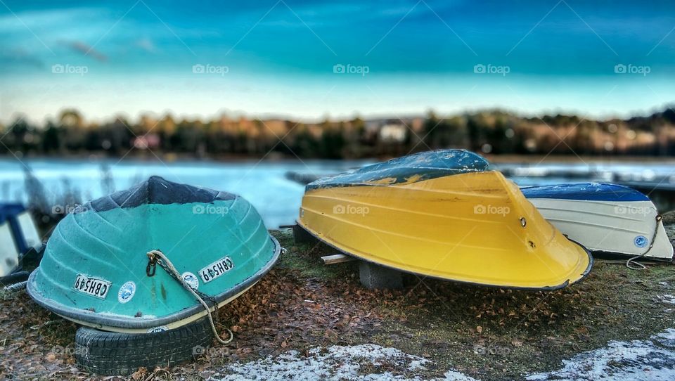 Dry Dock. Some small boats sitting out for the winter
