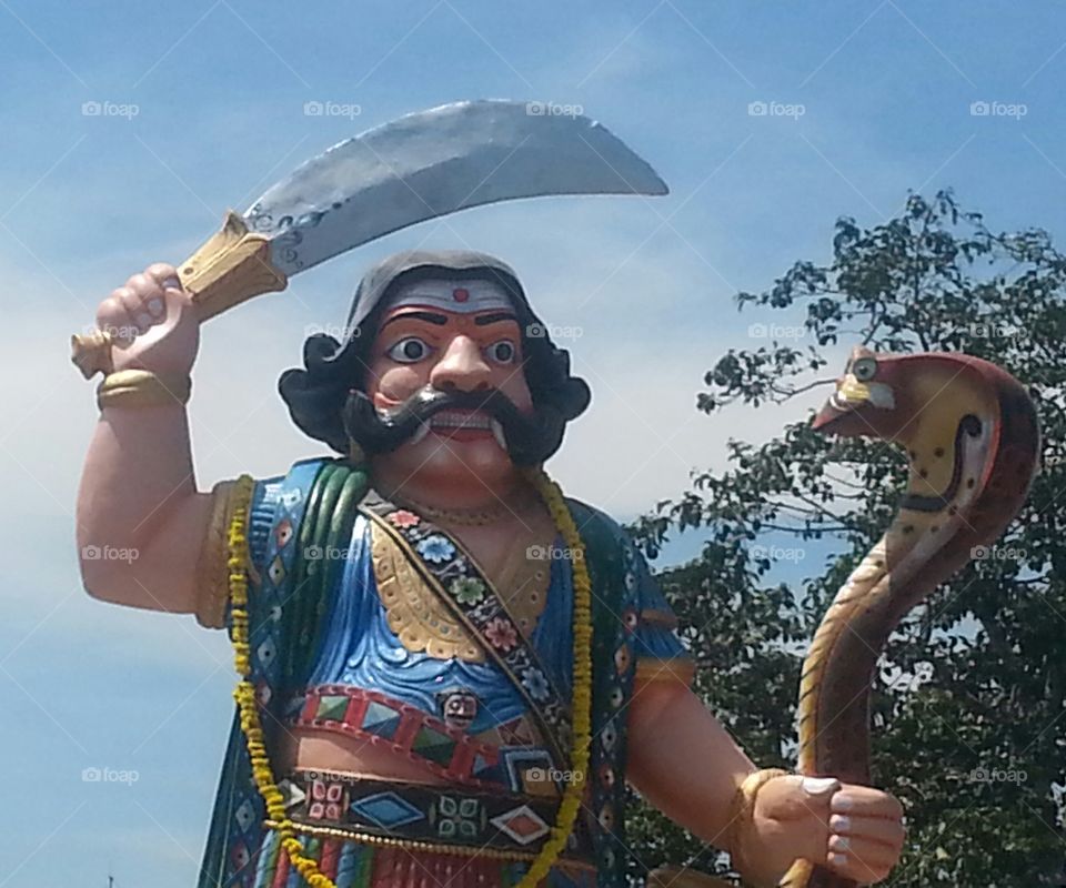statue of devil mahishasura. statue in mysooru chamundi hill  karnataka india