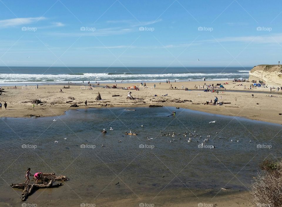 California beach goers, vacationing