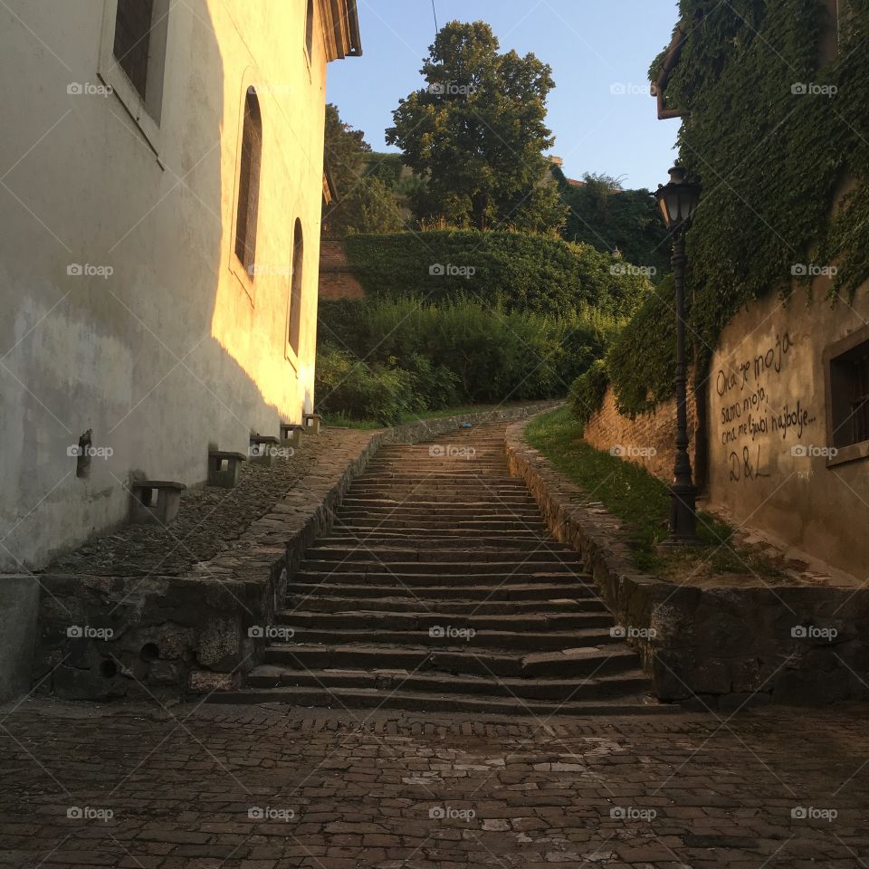 Old stairs that go up to the fortress of Petrovaradin