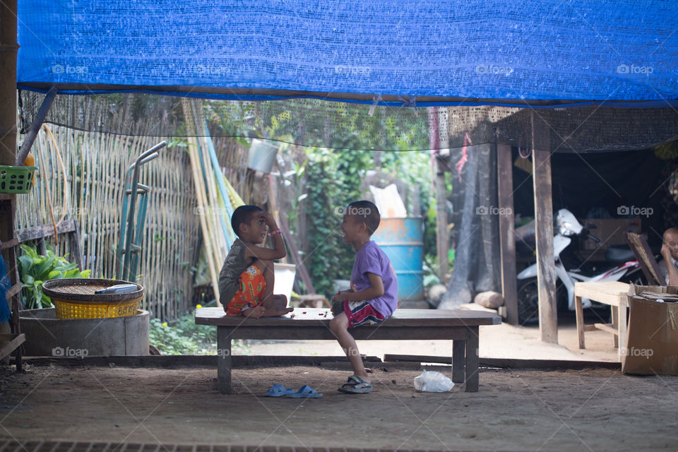 Children playing in the countryside 